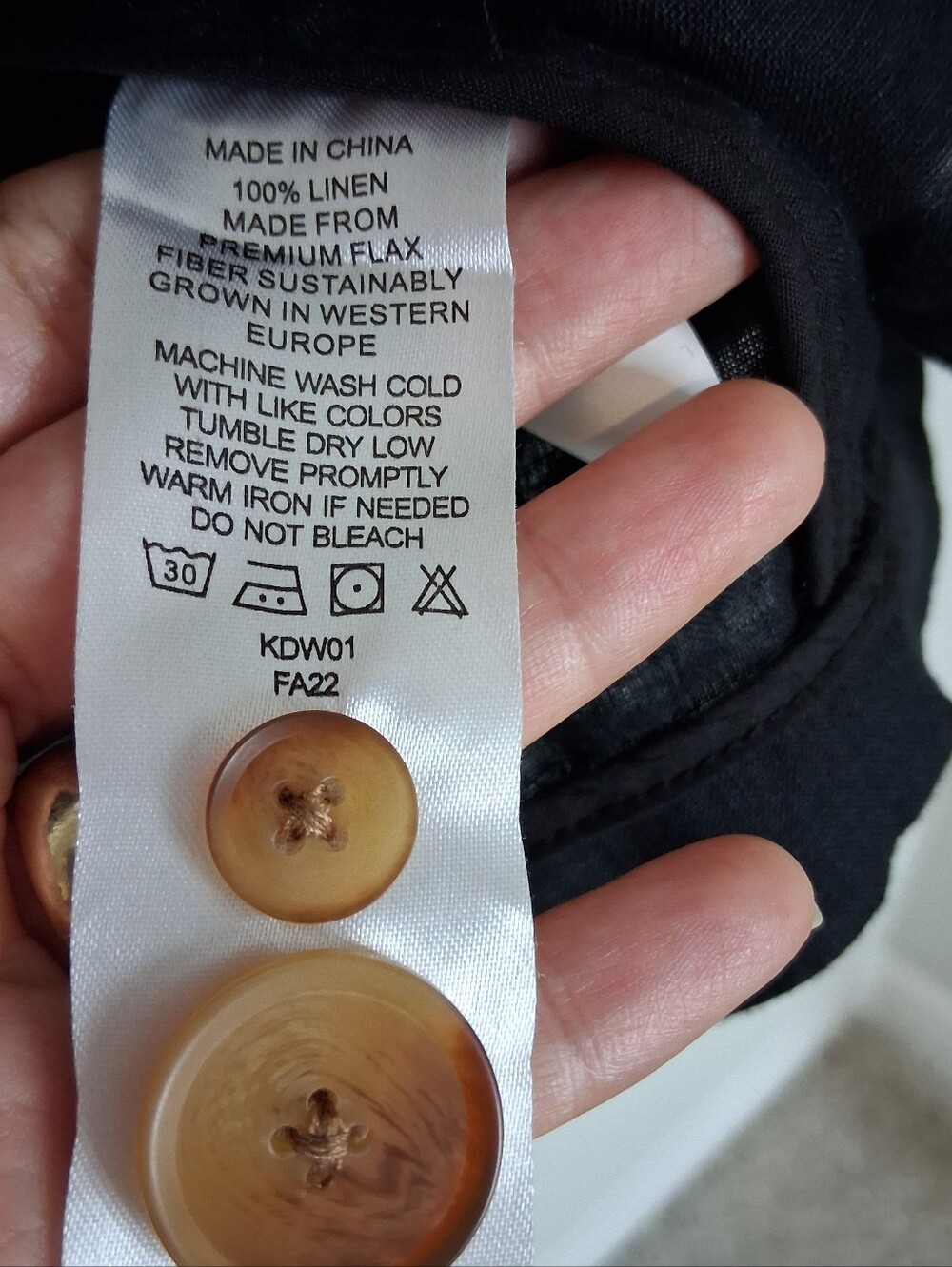 Quince 100% Organic European Linen Single-Breasted Blazer Jacket Black Women L - Picture 6 of 9